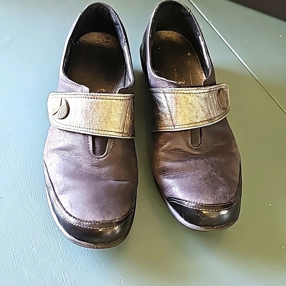 ROMIKA CITY, black Goth silver comfy‎ leather loafer Size 9.5 (40) Y2K VICTORIAN